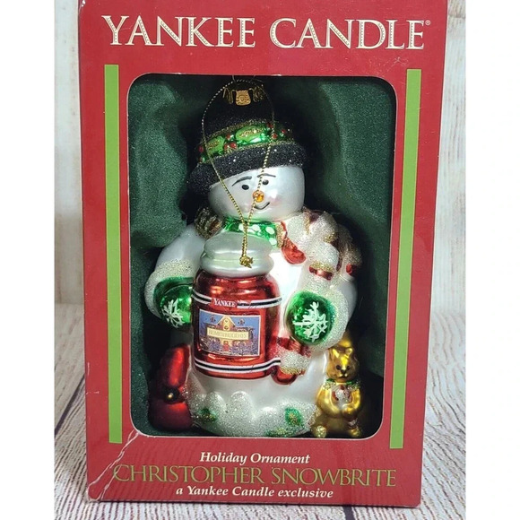 Yankee Candle Christopher Snowbrite Hand Blown Glass Christmas Ornament 5" New - Picture 1 of 5